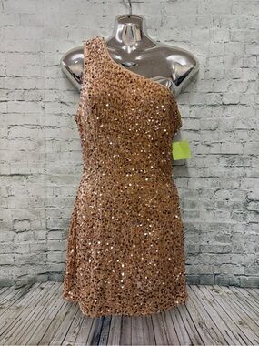 One-Shoulder Gold Sequin Dress nwt sz S